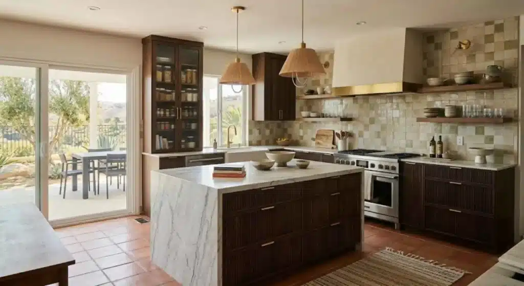 Custom kitchen cabinets and island storage in Mission Viejo home