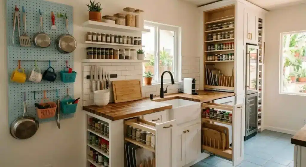 Custom vertical kitchen storage installed during kitchen remodeling in Mission Viejo