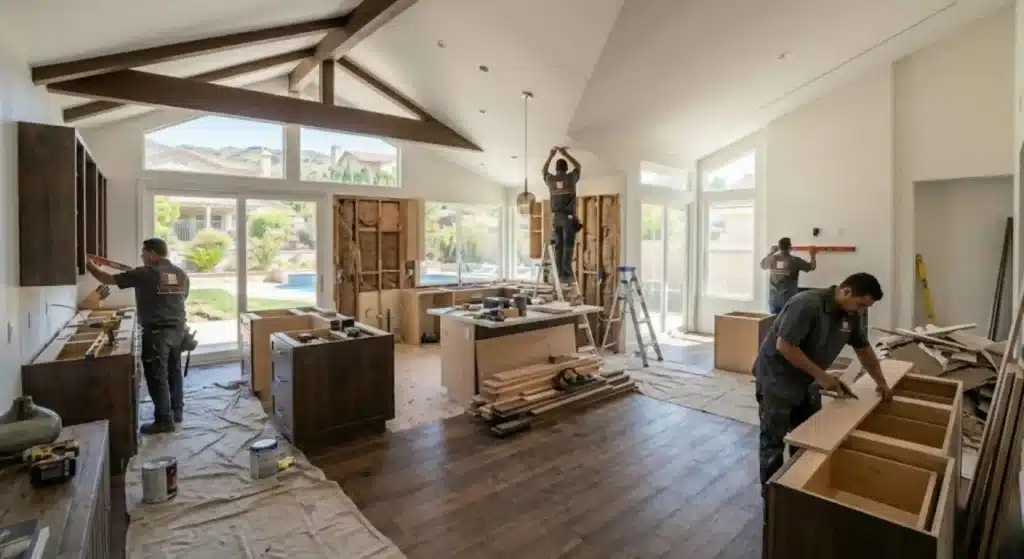 House remodeling team transforming kitchen space in Mission Viejo