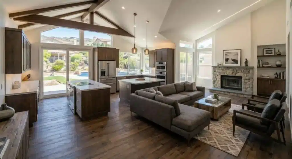 Modern house remodeling project in Mission Viejo living area