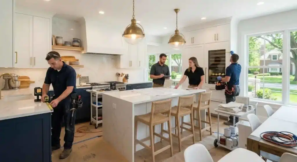 Professional kitchen remodeling team working in Lake Forest
