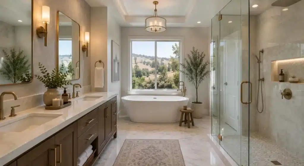 Finished luxury master bathroom remodeling project in Santa Margarita